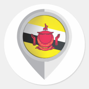 Sticker Rond Drapeau de localisation de la broche de Brunei