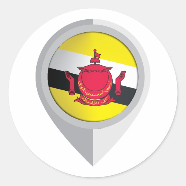 Sticker Rond Drapeau de localisation de la broche de Brunei (Devant)