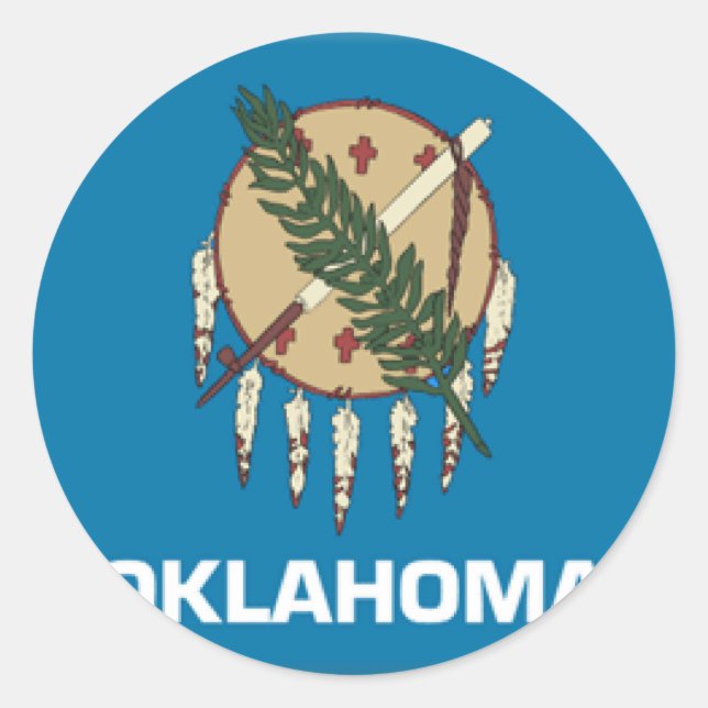 Sticker Rond Drapeau de l'Oklahoma (Devant)