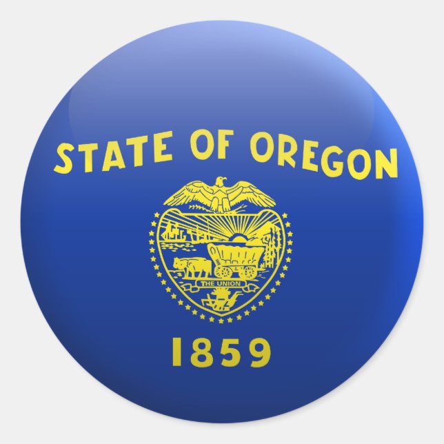 Sticker Rond Drapeau de l'Oregon (Devant)