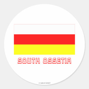 Sticker Rond Drapeau de l'Ossétie du Sud portant le nom