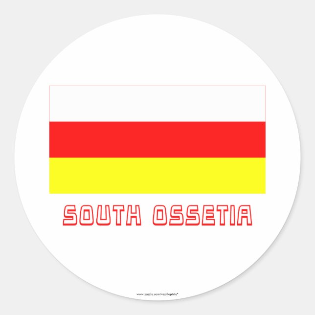 Sticker Rond Drapeau de l'Ossétie du Sud portant le nom (Devant)