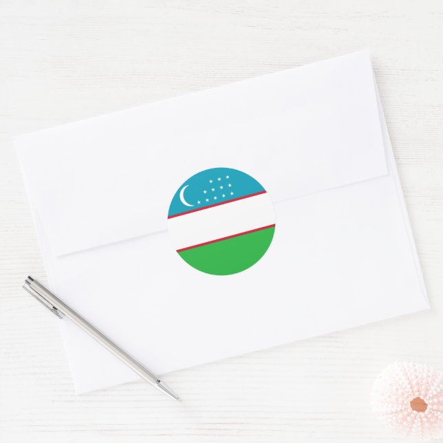 Sticker Rond Drapeau de l'Ouzbékistan (Enveloppe)