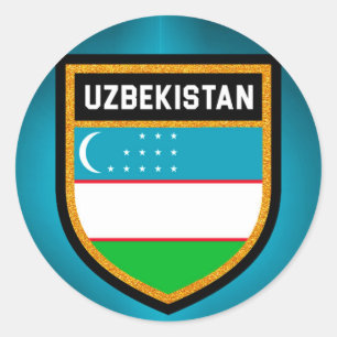 Sticker Rond Drapeau de l'Ouzbékistan