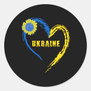 Sticker Rond Drapeau de l'Ukraine Cœur Vintage Amoureux ukraini