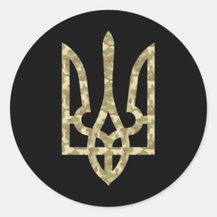 Sticker Rond Drapeau de l'Ukraine Emblème National Ukrainien Tr