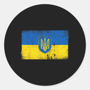 Sticker Rond Drapeau de l'Ukraine Vintage Emblème Militaire Ukr