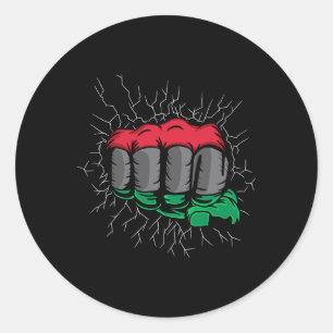 Sticker Rond Drapeau de l'Unia panafricain Poing Mois de l'hist