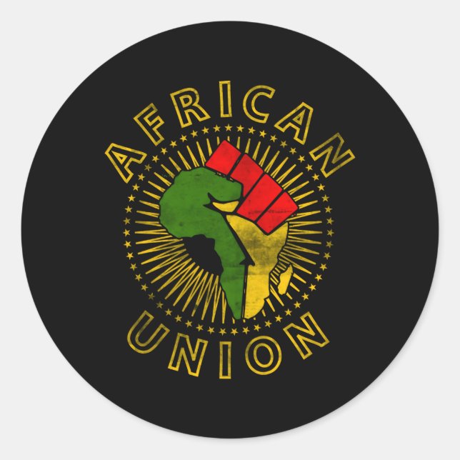 Sticker Rond Drapeau de l'Union Africaine Levée Premier Afrique (Devant)
