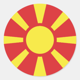 Sticker Rond Drapeau de Macédoine du Nord