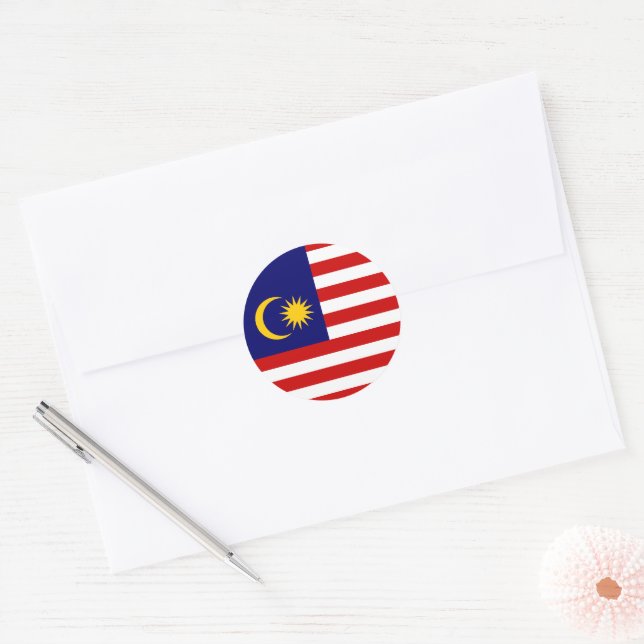 Sticker Rond Drapeau de Malaisie (Enveloppe)