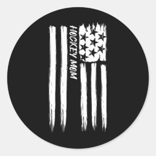Sticker Rond Drapeau de mère de hockey sportif patriotique amér