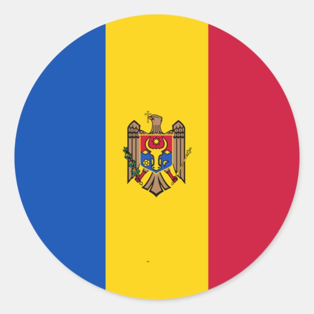 Sticker Rond Drapeau de Moldova (Devant)