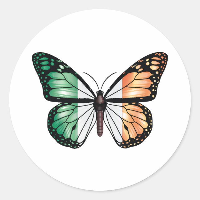 Sticker Rond Drapeau de monarque papillon d'Irlande (Devant)