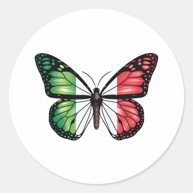 Sticker Rond Drapeau de monarque papillon italien (Devant)