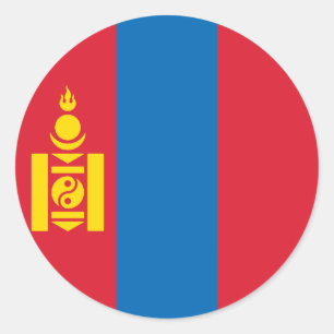 Sticker Rond Drapeau de Mongolie