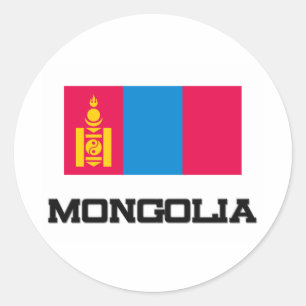 Sticker Rond Drapeau de Mongolie