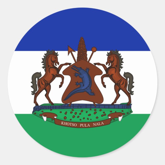 Sticker Rond Drapeau de Mosotho et armoiries du Lesotho (Devant)