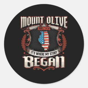 Sticker Rond Drapeau de Mount Olive Illinois Usa 4 juillet