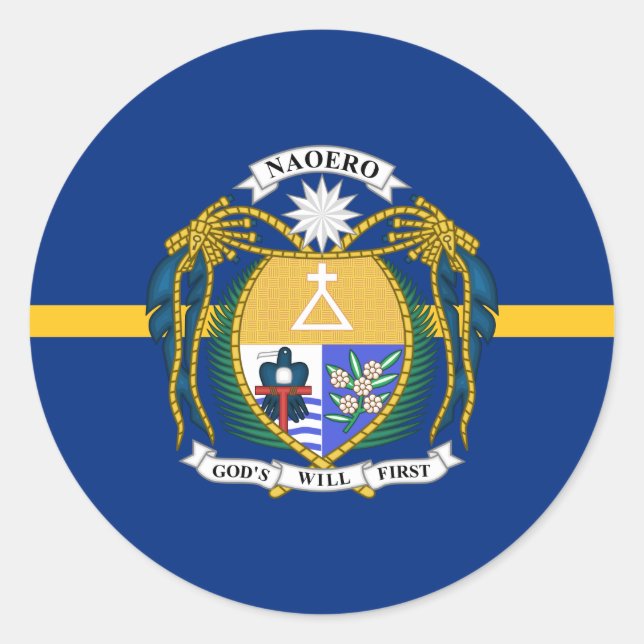 Sticker Rond Drapeau de Nauruan et armoiries, Drapeau de Nauru (Devant)
