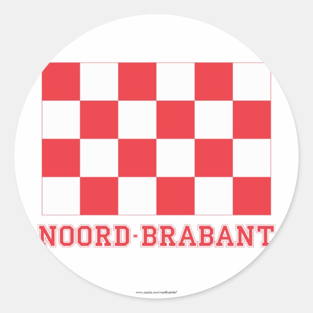 Sticker Rond Drapeau de Noord-Brabant avec le nom (Devant)