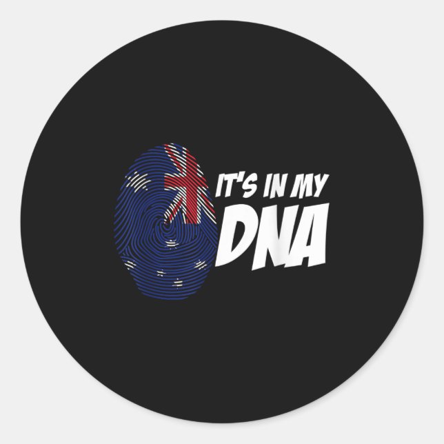 Sticker Rond Drapeau de Nouvelle-Zélande Cadeau d'empreinte dig (Devant)