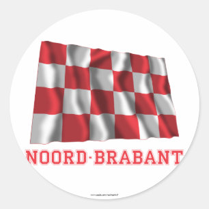 Sticker Rond Drapeau de ondulation de Noord-Brabant avec le nom