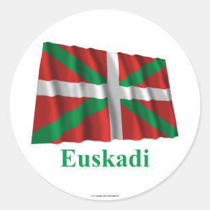 Sticker Rond Drapeau de ondulation d'Euskadi (País Vasco) avec