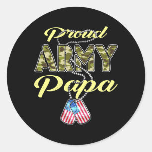 Sticker Rond Drapeau de Papa de l'Armée fière Camo Tags de Chie