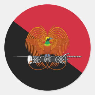 Sticker Rond Drapeau de Papouasie-Nouvelle-Guinée et emblème na