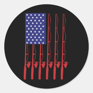 Sticker Rond Drapeau de pêche pour la fête des pères Pêche