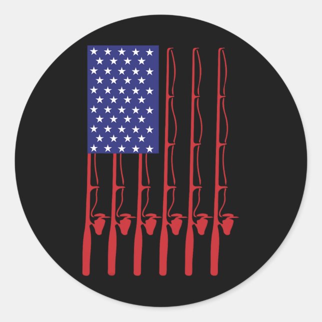 Sticker Rond Drapeau de pêche pour la fête des pères Pêche  (Devant)
