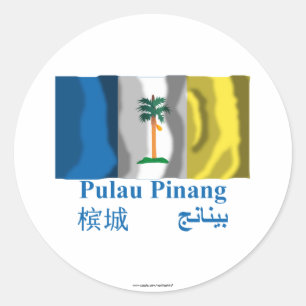 Sticker Rond Drapeau de Penang avec nom