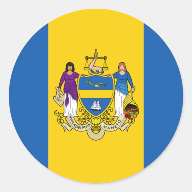 Sticker Rond Drapeau de Philadelphie (Devant)