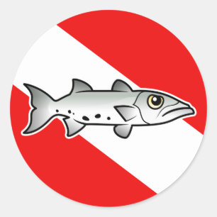 Sticker Rond Drapeau de piqué de barracuda