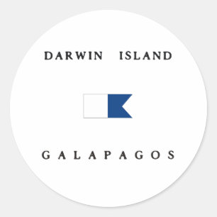 Sticker Rond Drapeau de piqué de Galapagos d'île de Darwin