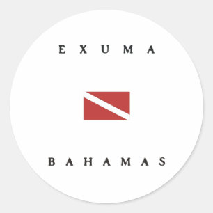 Sticker Rond Drapeau de piqué de scaphandre d'Exuma Bahamas