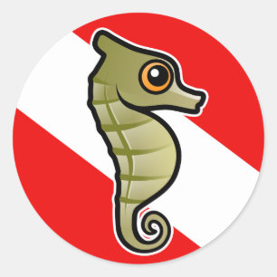 Sticker Rond Drapeau de plongée à cheval de mer
