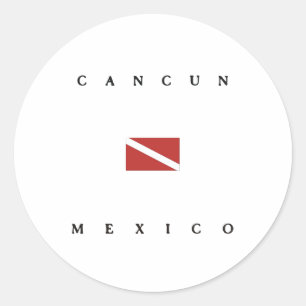Sticker Rond Drapeau de plongée de Cancun Mexique