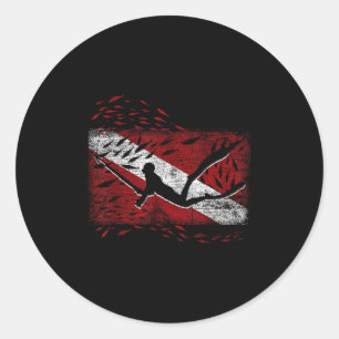 Sticker Rond Drapeau de plongée Lance de pêche Cadeau de pêcheu