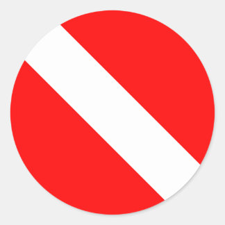 Sticker Rond Drapeau de plongée Plongeur en apnée Plongeur en b
