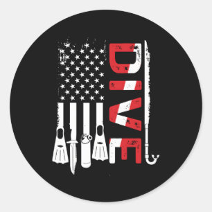 Sticker Rond Drapeau de plongée sous-marine American Scuba Dive
