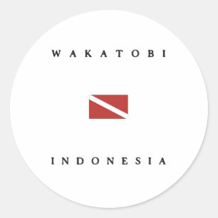 Sticker Rond Drapeau de plongée Wakatobi Indonésie