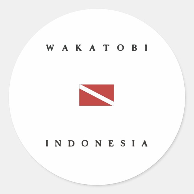 Sticker Rond Drapeau de plongée Wakatobi Indonésie (Devant)
