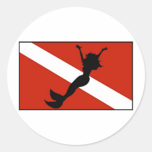 Sticker Rond Drapeau de plongeur de sirène