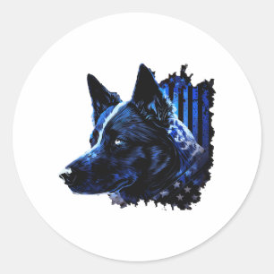 Sticker Rond Drapeau de police américain K9 Unité Amoureux des
