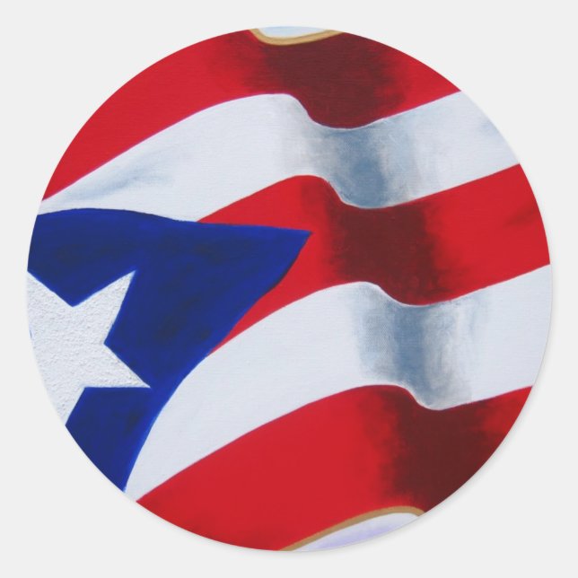 Sticker Rond Drapeau de Porto Rico (Devant)