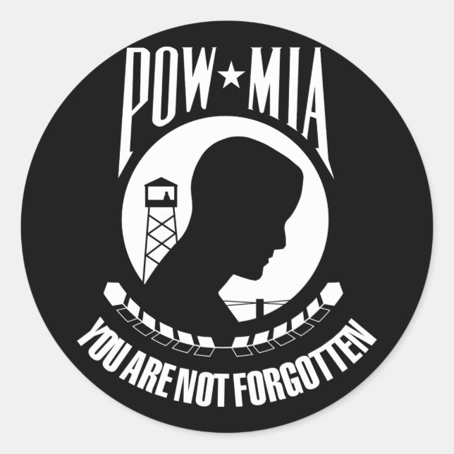 Sticker Rond Drapeau de POW-MIA (Devant)