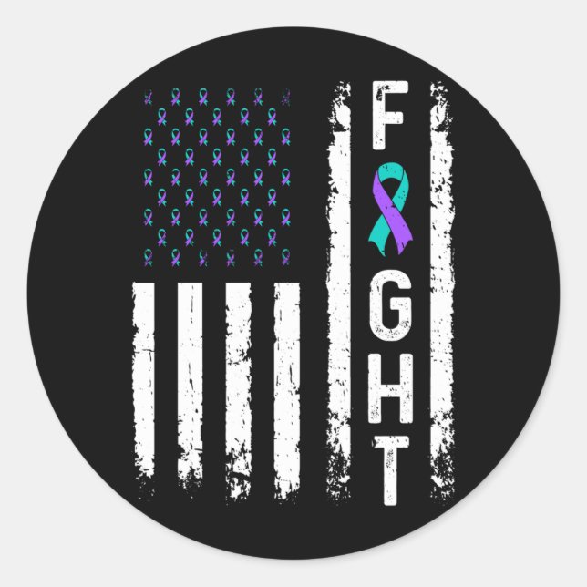 Sticker Rond Drapeau de prévention du suicide masculin Lutte co (Devant)