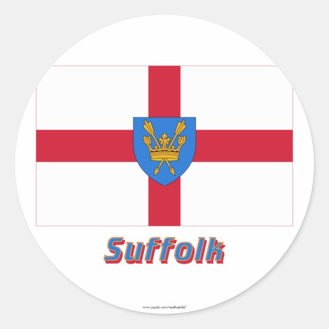 Sticker Rond Drapeau de proposition de Suffolk St Edmund avec n (Devant)